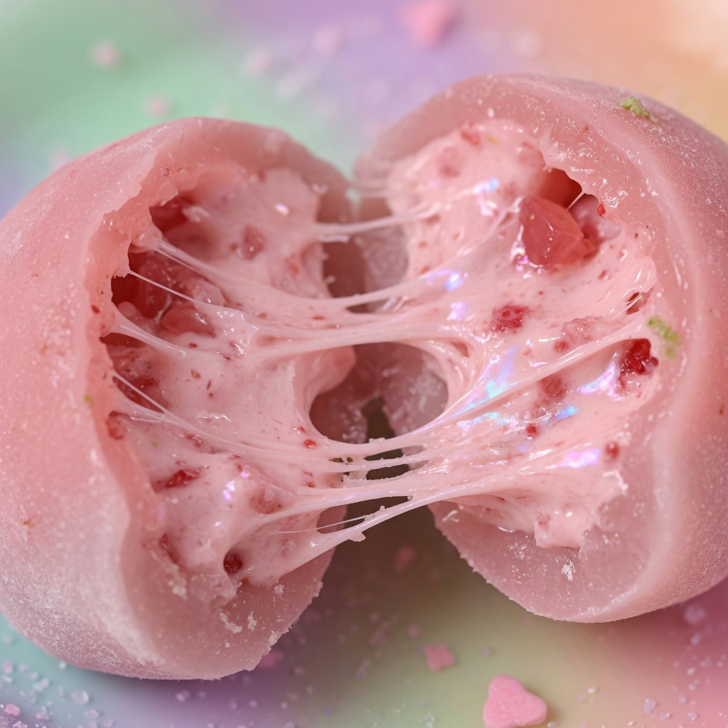 Strawberry mochi close-up